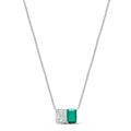 14K White Gold Green Agate & Diamond Pendant by Miss Mimi