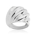 Wide Grooved Band in White by Miss Mimi