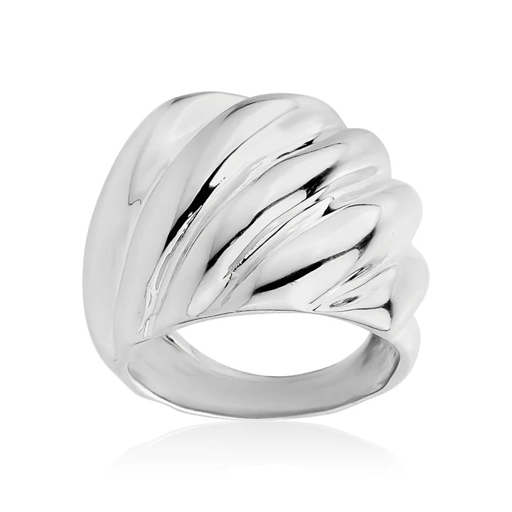 Wide Grooved Band in White by Miss Mimi
