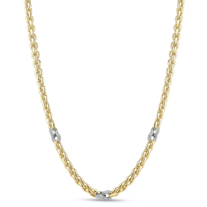 Fancy Round Link Necklace in Yellow by Miss Mimi