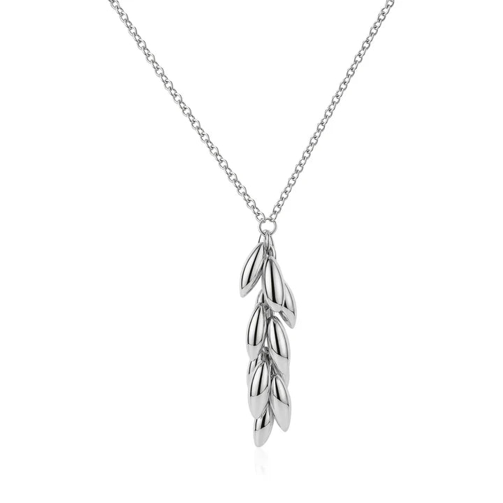Cascade Leaf Pendant Necklace in White by Miss Mimi