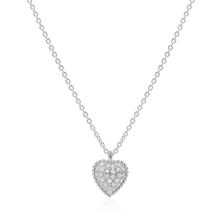 Heart  Dew Drop Necklace in White by Miss Mimi