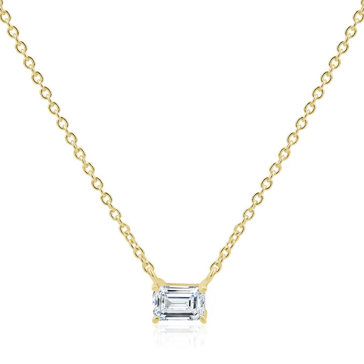 Miss Mimi 4mm Emerald Drop Necklace in Yellow