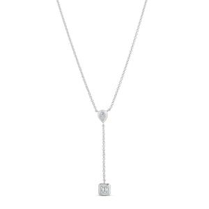 Miss Mimi Sterling Silver Pear and Emerald Bezel Lariat