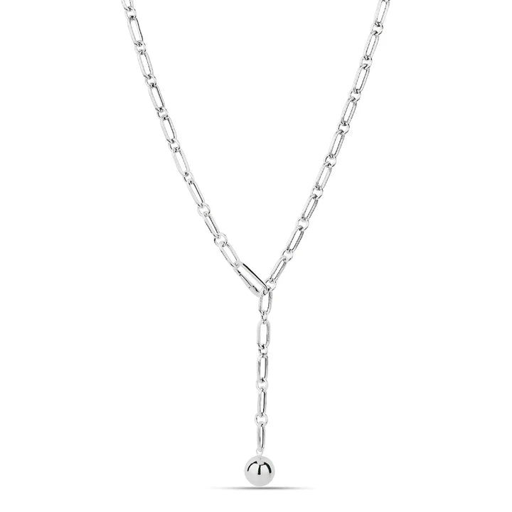 Sterling Silver Tube Paperclip Ball Necklace by Miss Mimi