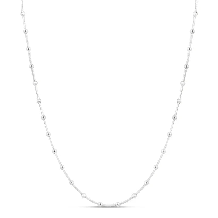 Sterling Silver Bead Necklace in White by Miss Mimi