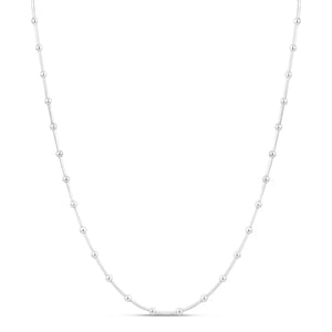 Sterling Silver Bead Necklace in White by Miss Mimi