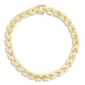 Sterling Silver Gold Plated Plain Square Link Bracelet by Miss Mimi