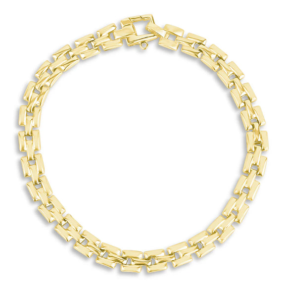 Sterling Silver Gold Plated Plain Square Link Bracelet by Miss Mimi