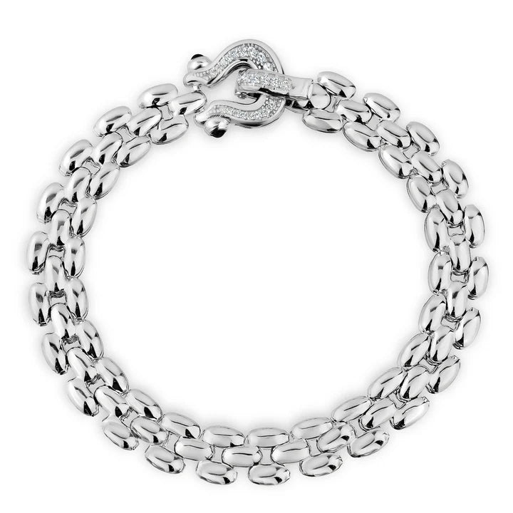 Rounded Fancy Equestrian Square Link Bracelet in White by Miss Mimi