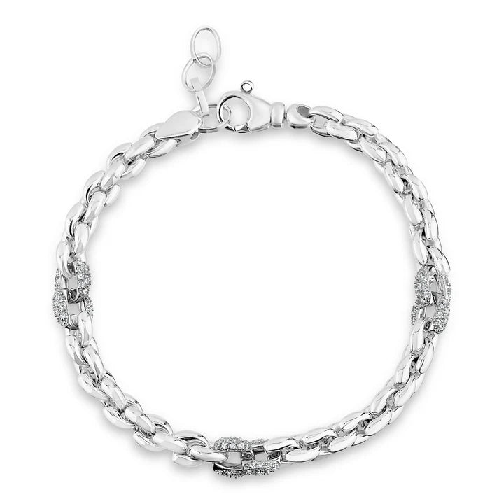 Fancy Round Link Bracelet In White by Miss Mimi