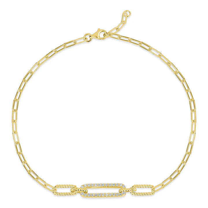 Fancy Paperclip Link Bracelet in Yellow by Miss Mimi