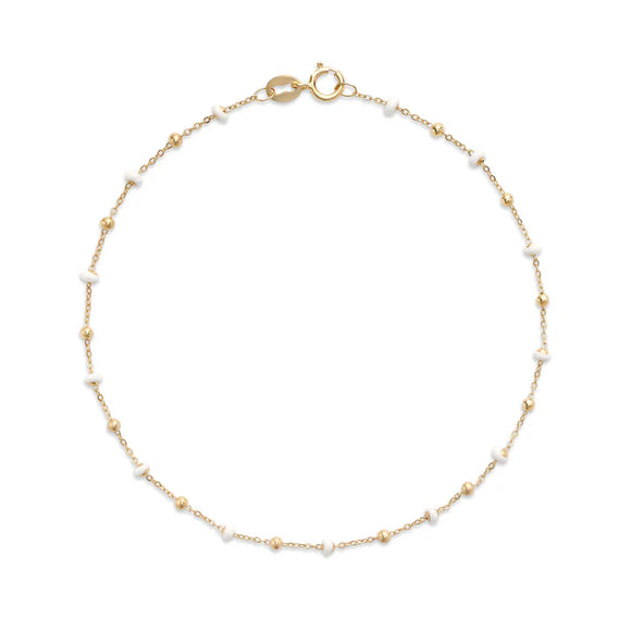 14K Yellow Gold  and Yellow Enamel Bead Bracelet by Miss Mimi