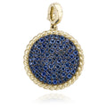 14K Yellow Gold Blue Sapphire Pave Disc Pendant by Miss Mimi