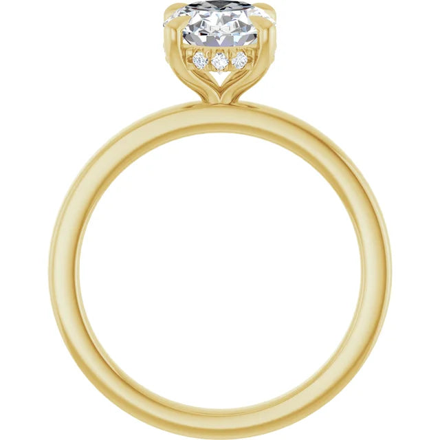 14K Yellow Gold Oval Brilliant Lab Diamond Engagement Ring with Halo | 1.59ctw