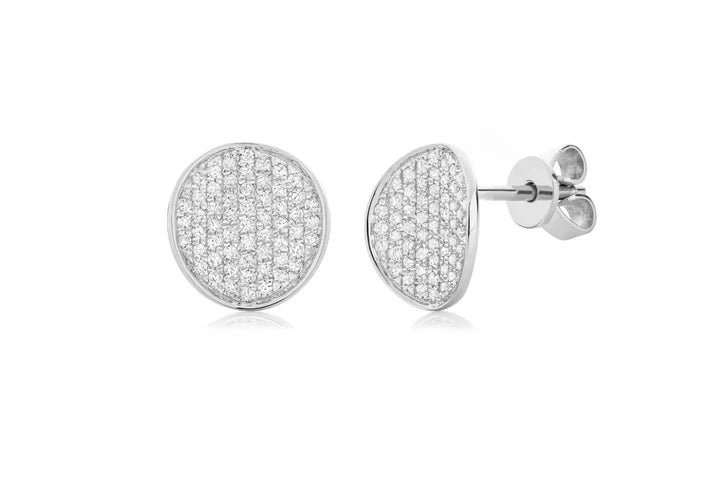 14K White Gold Diamond Stud Concave Earrings by Miss Mimi | 0.27ctw