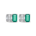 14K White Gold Green Agate Rectangle Baguette Studs by Miss Mimi