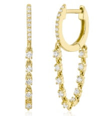 14K Yellow Gold Huggies with Diamond String by Miss Mimi