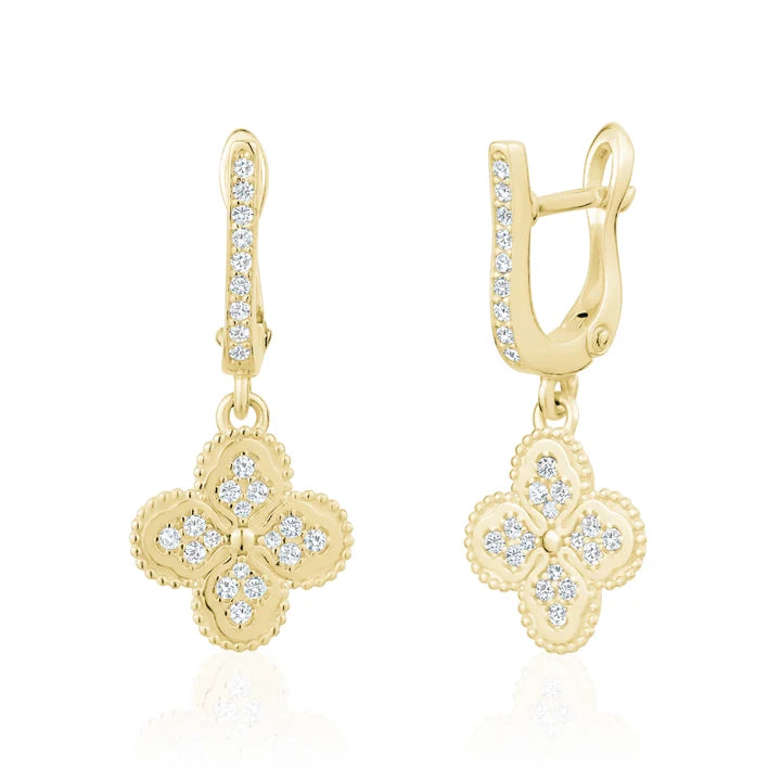 Heritage Clover Drop Earrings in Yellow by Miss Mimi