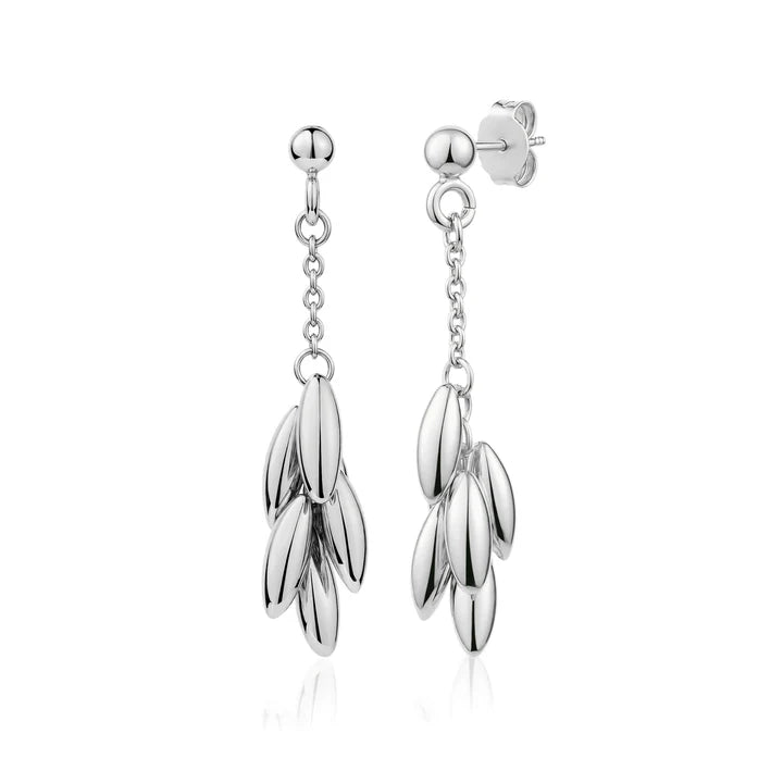 Cascade Leaf Drop Earrings in White by Miss Mimi