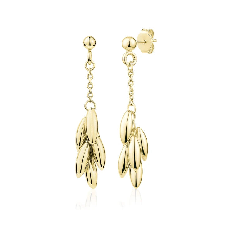 Cascade Leaf Drop Earrings in Yellow by Miss Mimi
