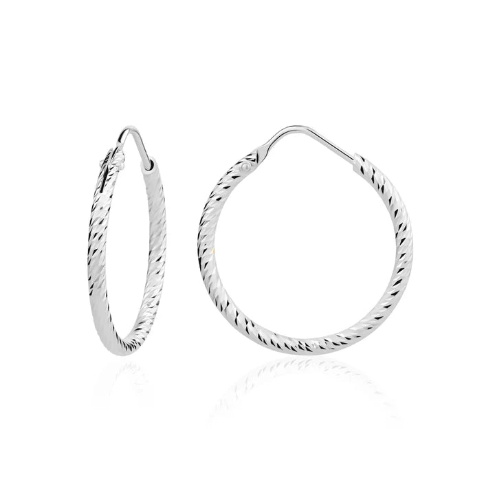 Small Diamond Cut Hoops in White by Miss Mimi