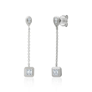 MIss Mimi Sterling Silver Pearl and  Emerald Bezel Earrings