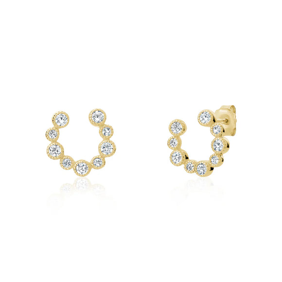 Yellow Gold Plated Circle of Life Stud Earrings by Miss Mimi