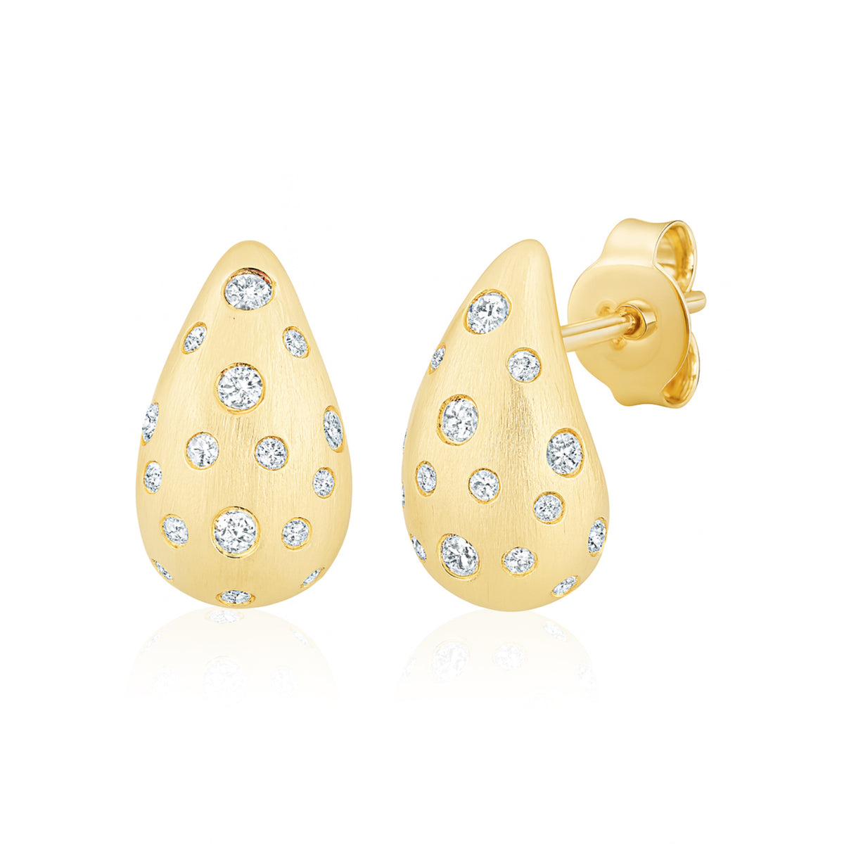 Brush Fancy Small Pear Studs in Yellow by Miss Mimi