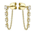 14K Yellow Gold Diamond Drop Chain Earrings by Miss Mimi