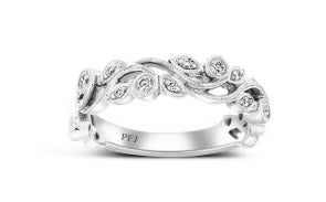 18K White Gold Genuine Diamond Filigree Ring