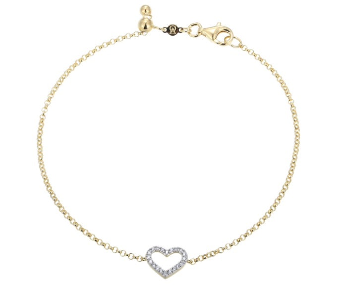 Gold Plated Lab Diamond Open Heart Bracelet by Monte Luna