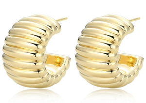 Sterling Silver Gold Plated Ribbed Half Hoops by Reign
