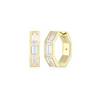 Gold Plated Baguette Cubic Zirconia Hoop Earrings by ELLE