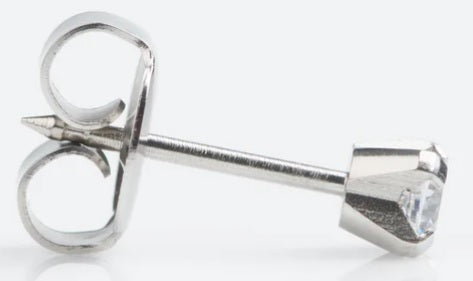 14K White Gold Cubic Zirconia Single Stud Earring