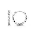 10K White Gold 14mm Diamond-Cut Huggie Earrings