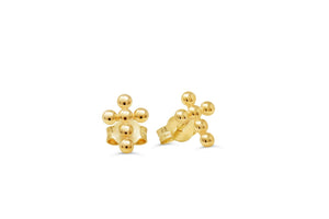 10K Yellow Gold Beaded Cross Stud Earrings