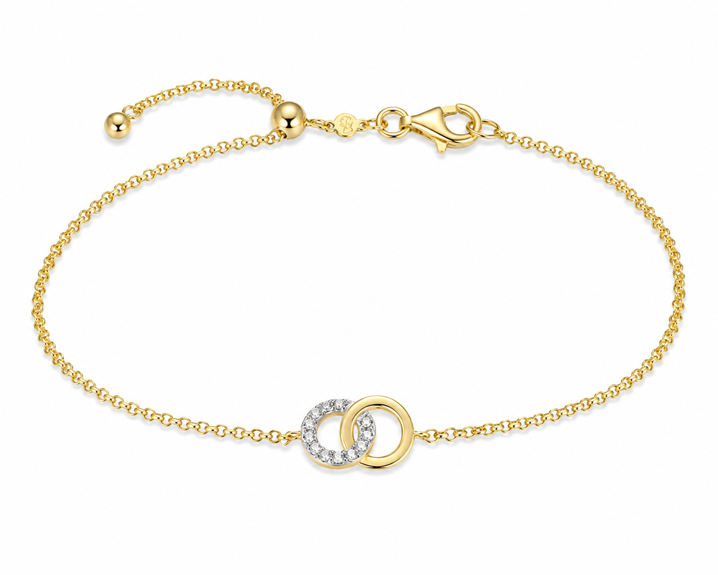 Gold Plated Lab Diamond Interlocking Circle Bracelet by Monte Luna