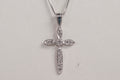 14K White Gold Diamond Cross Pendant