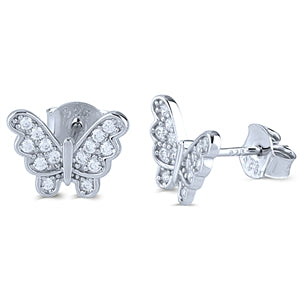 Sterling Silver Butterfly Earrings with Cubic Zirconia