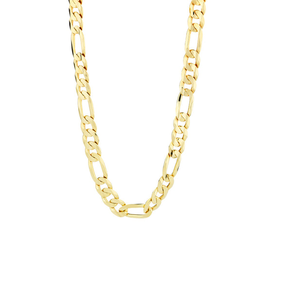 Sterling Silver Gold Plated Flat Figaro Bracelet | 9
