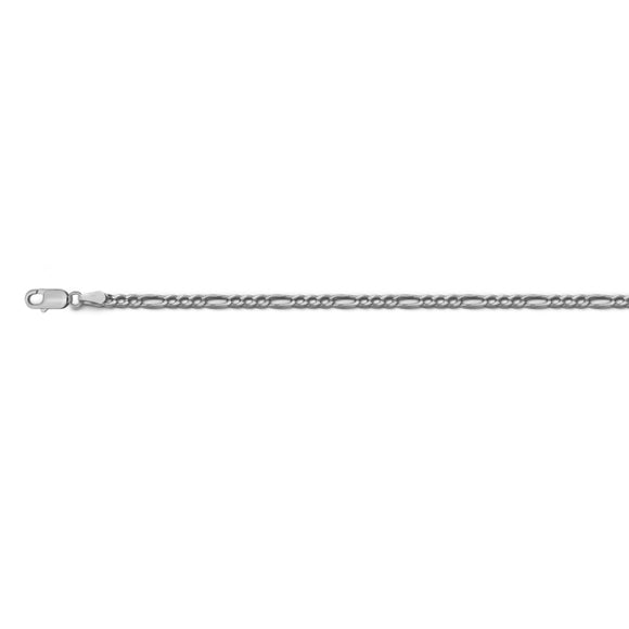 Sterling Silver Rhodium Plated Figaro Chain | 22
