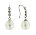 14K White Gold Pearl and Diamond Drop Earrings