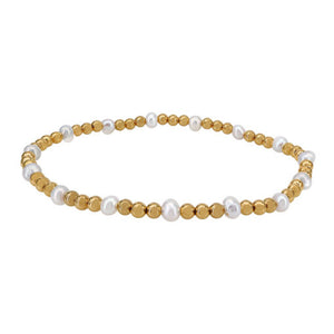 14K Gold Filled Stretch Bracelet with Freshwater Pearls