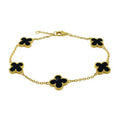 Gold Plated Sterling Silver Black Clover Bracelet