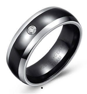 Tungsten and Black Ceramic Band