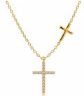 Gold Plated Sterling Silver Cubic Zirconia Cross Necklace with Floating Cross