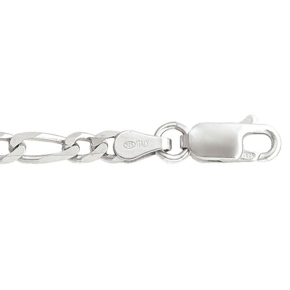 Sterling Silver Rhodium Plated Figaro Chain  | 20