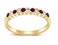 14K Yellow Gold Genuine Ruby and Diamond Band