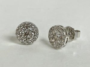 .56ctw Genuine Diamond Cluster Stud Earrings